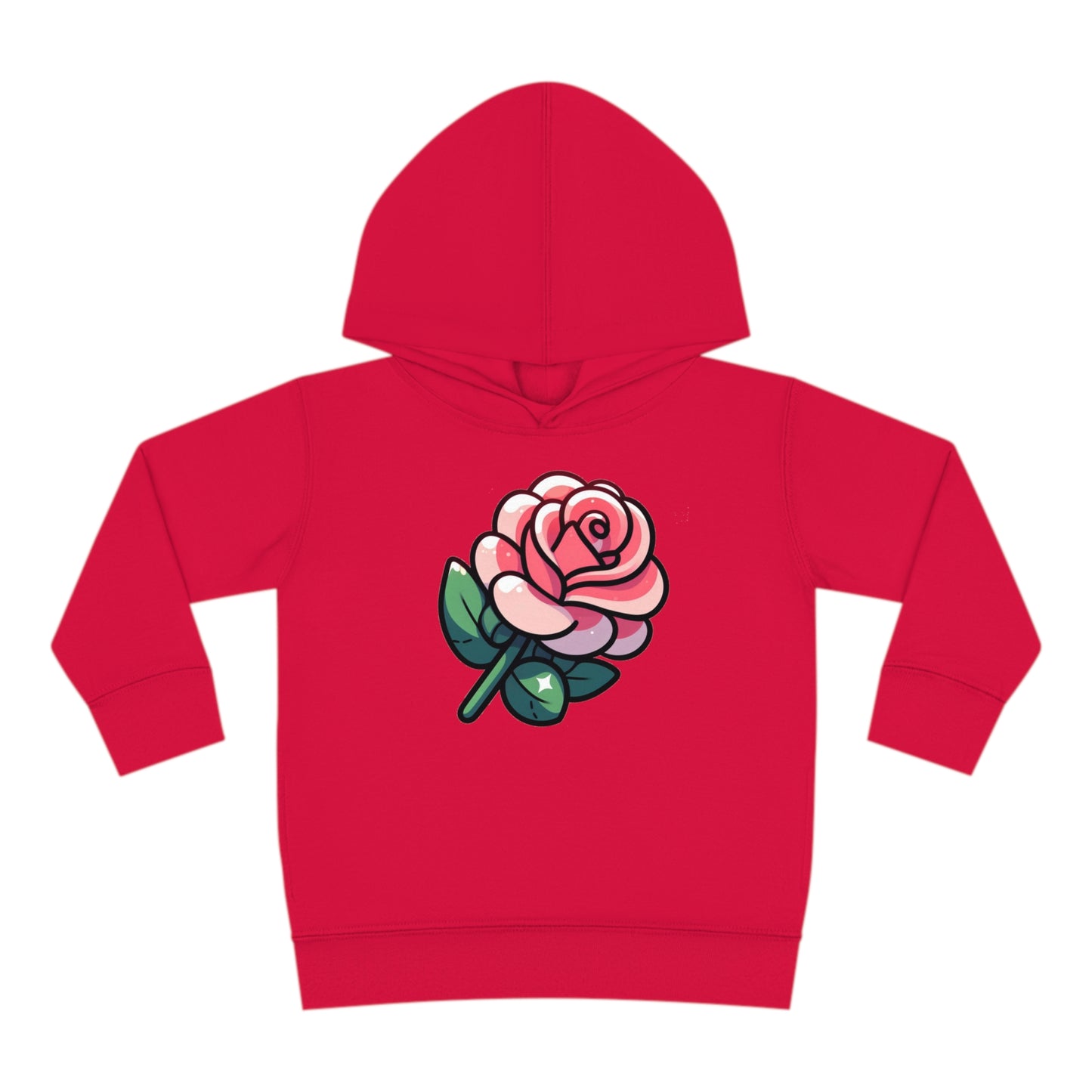 Kids' Cartoon Rose Print Hoodie, Comfortable Cotton & Polyester, Stylish Playtime Apparel, Ideal Gift for Toddlers