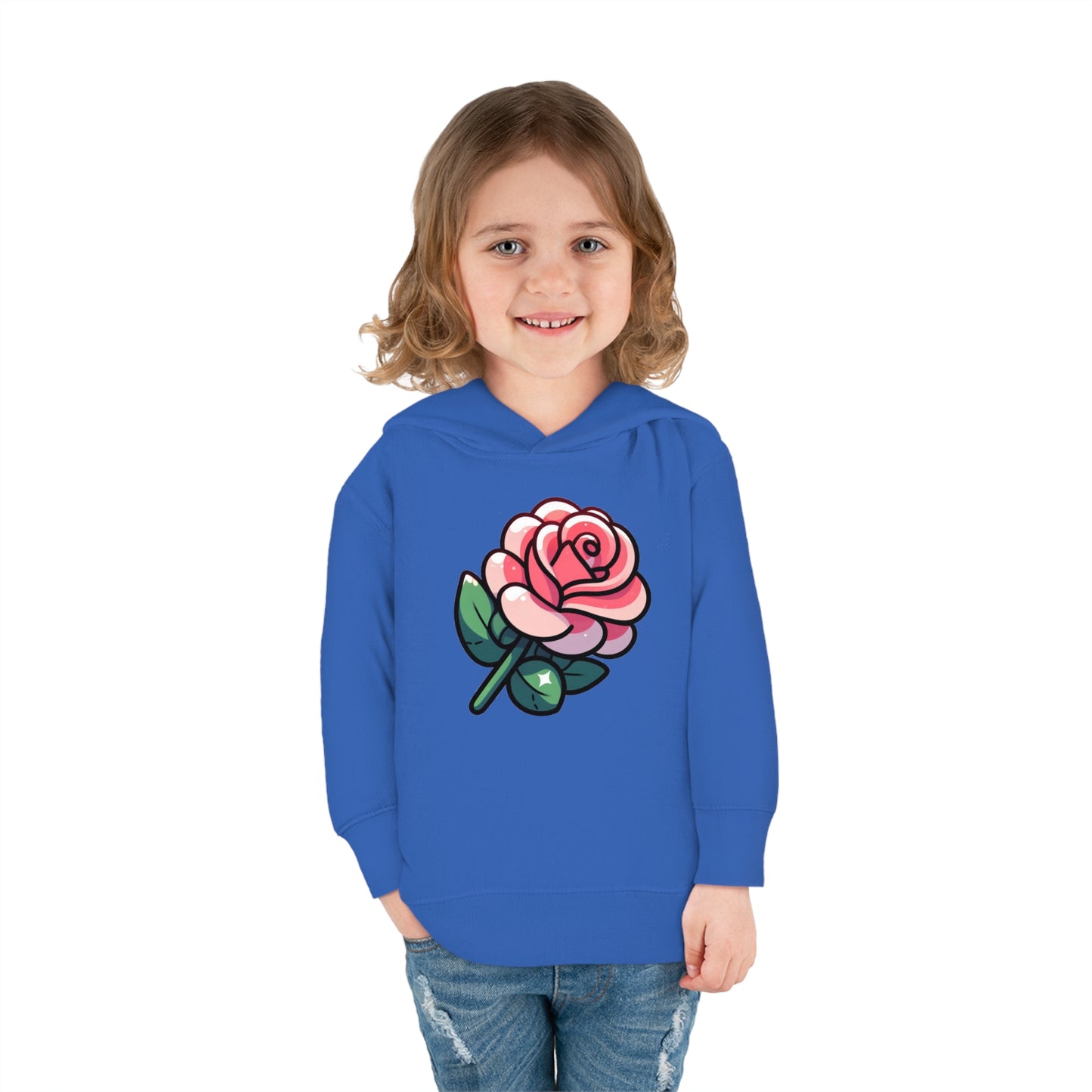 Kids' Cartoon Rose Print Hoodie, Comfortable Cotton & Polyester, Stylish Playtime Apparel, Ideal Gift for Toddlers