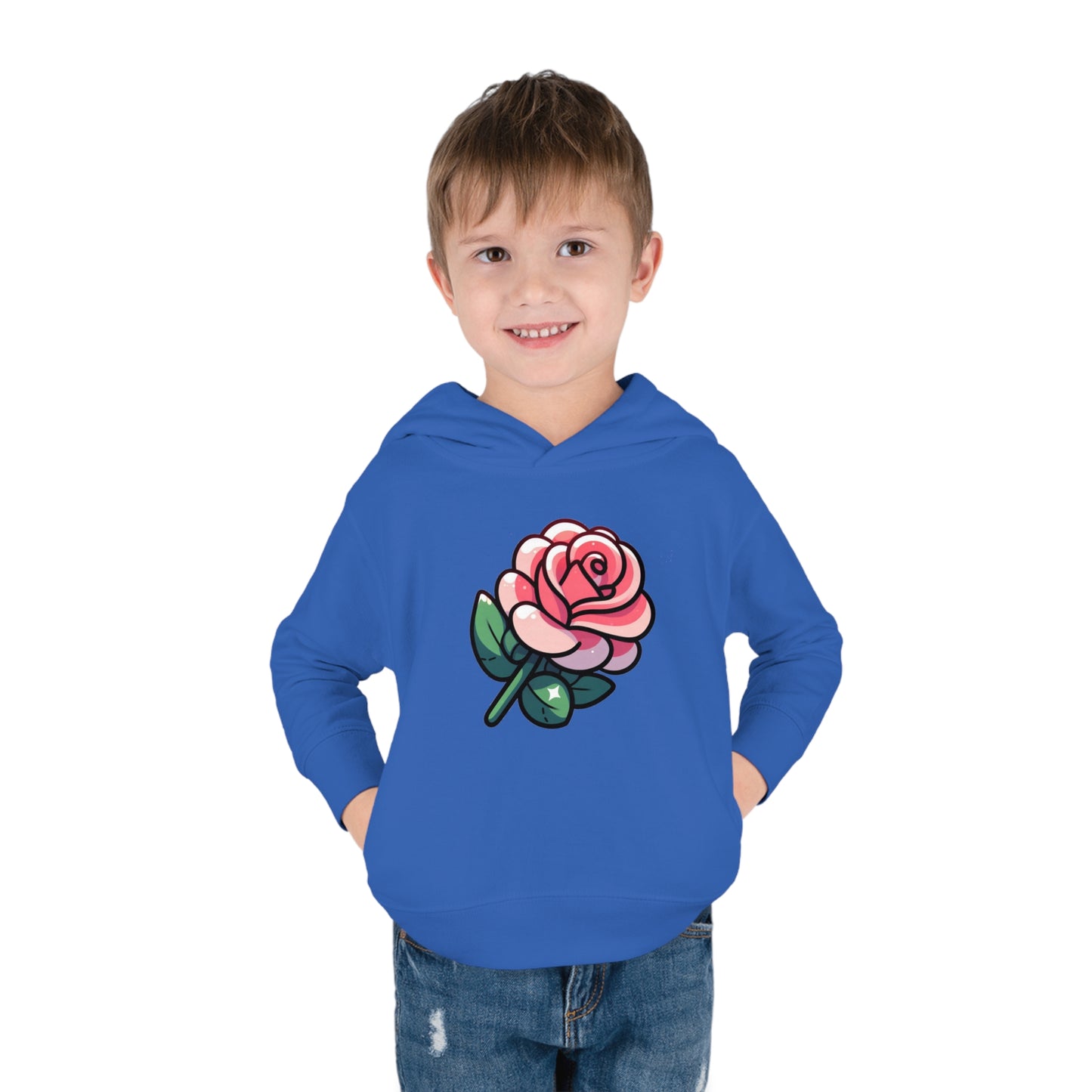 Kids' Cartoon Rose Print Hoodie, Comfortable Cotton & Polyester, Stylish Playtime Apparel, Ideal Gift for Toddlers