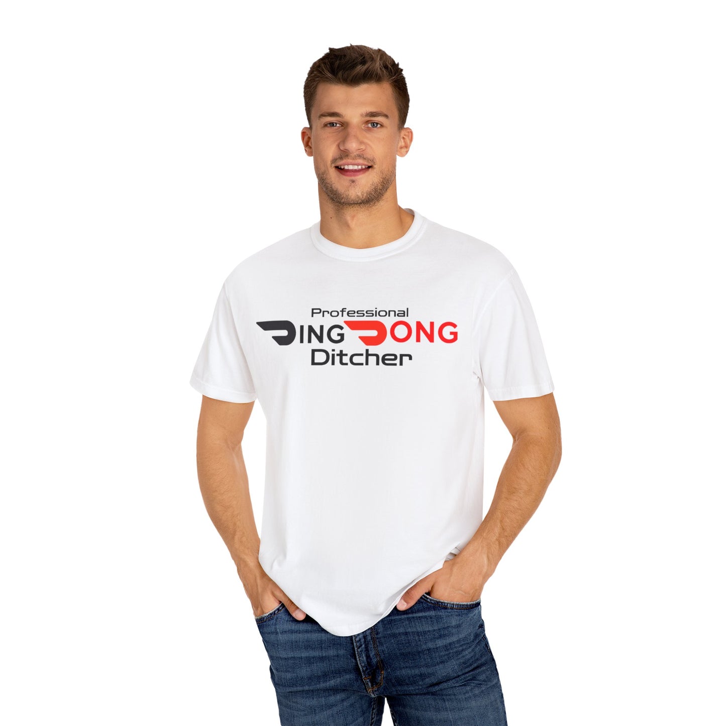 Door Dash Driver "Professional Ding Dong Ditcher" Tee - Perfect for Door Dash Drivers - Ethically Made Unisex Garment-Dyed T-shirt