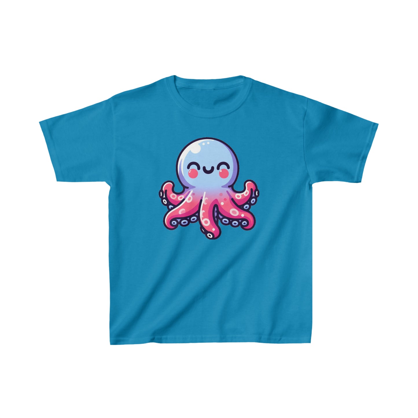 Cartoon Octopus Inky Tee - Soft 100% Cotton Kids Shirt, Daily Wear, Cute Octopus Graphic Top for Children's Gift