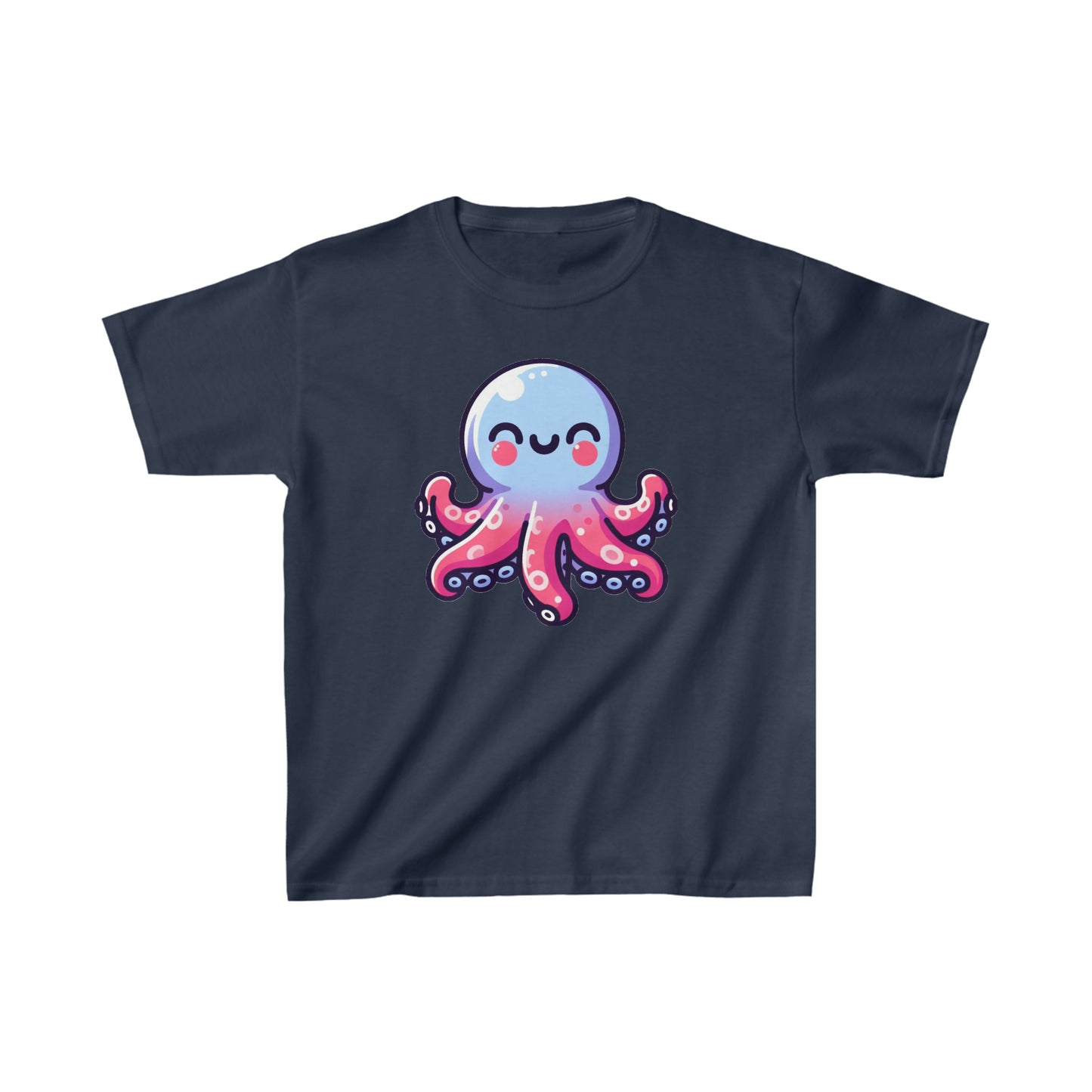 Cartoon Octopus Inky Tee - Soft 100% Cotton Kids Shirt, Daily Wear, Cute Octopus Graphic Top for Children's Gift