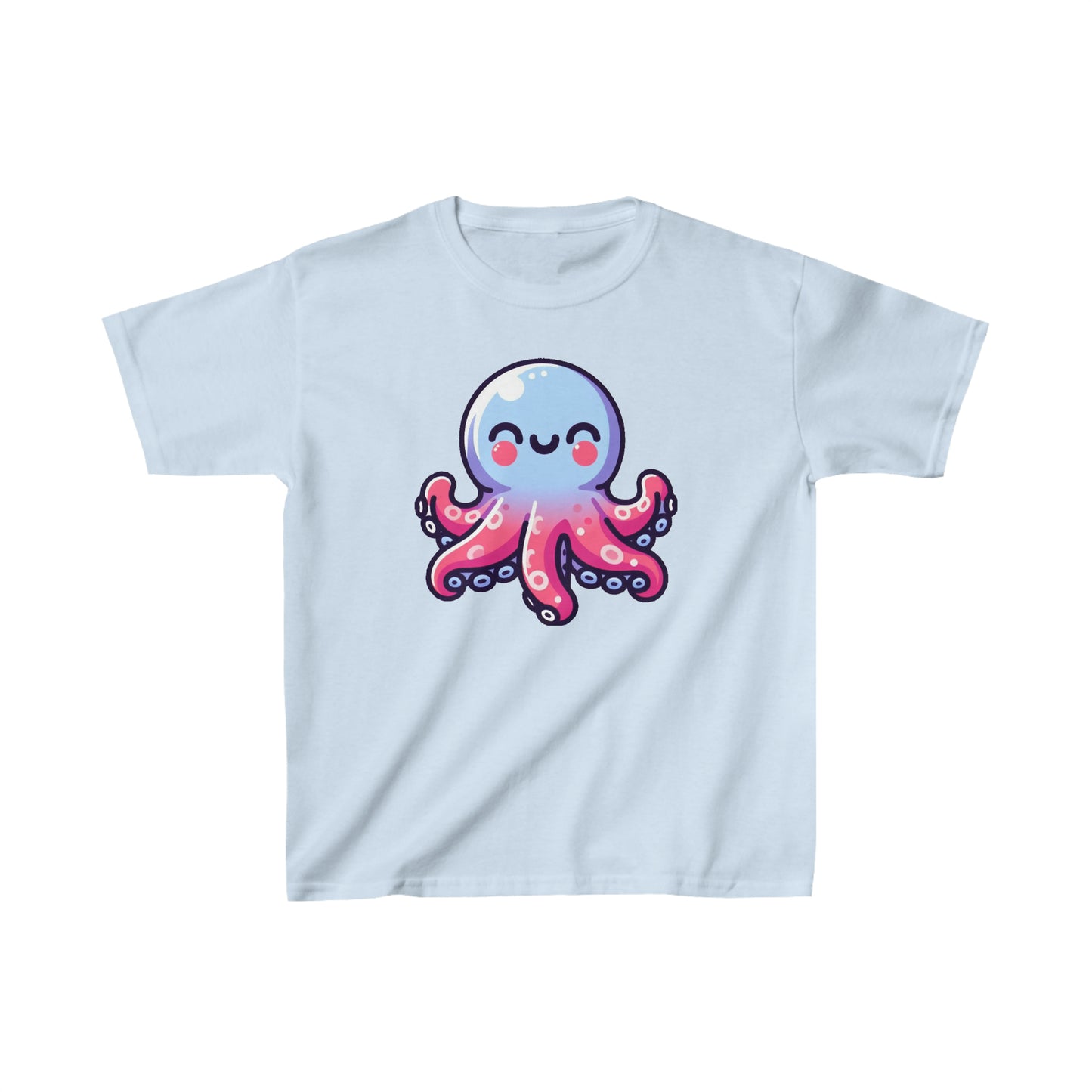 Cartoon Octopus Inky Tee - Soft 100% Cotton Kids Shirt, Daily Wear, Cute Octopus Graphic Top for Children's Gift