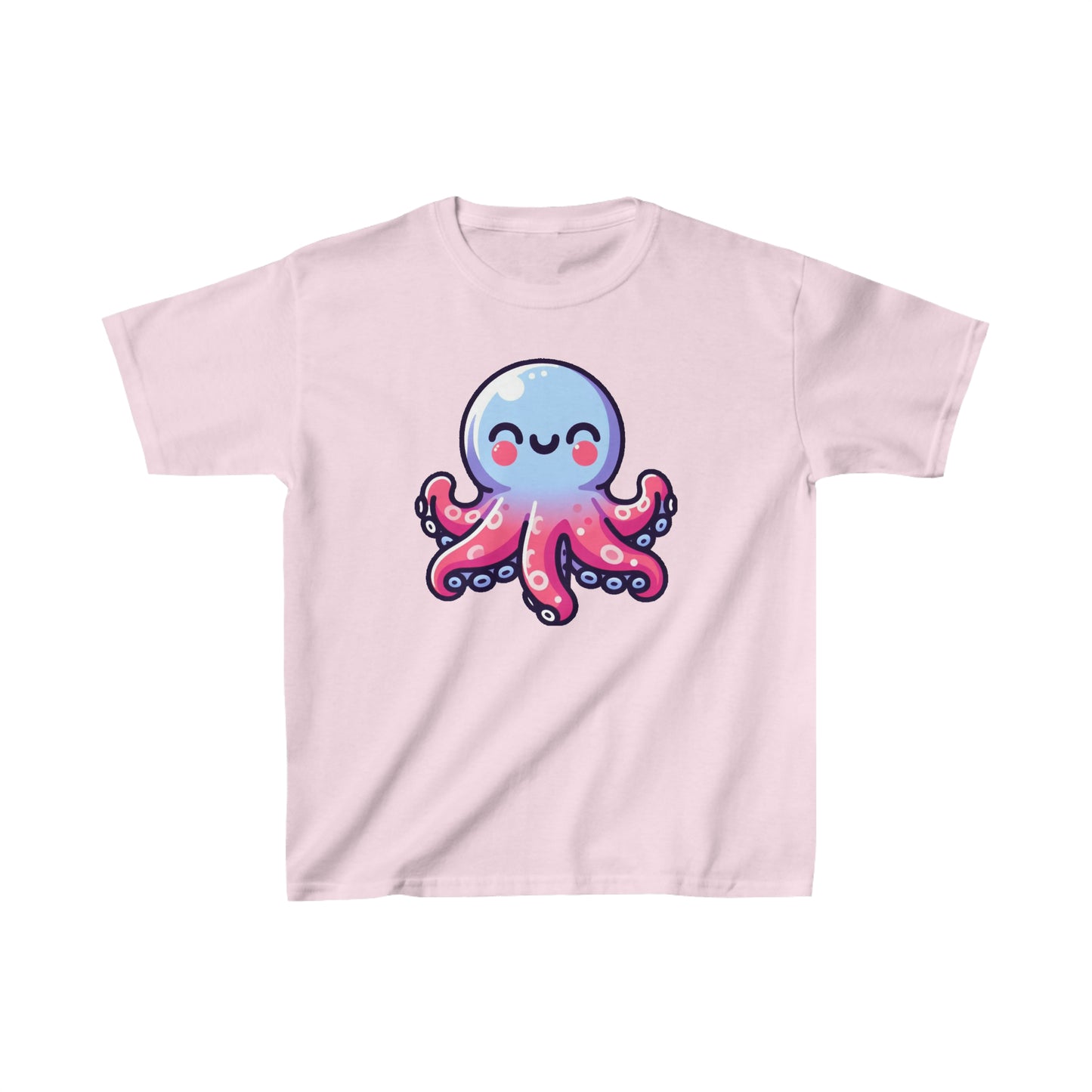 Cartoon Octopus Inky Tee - Soft 100% Cotton Kids Shirt, Daily Wear, Cute Octopus Graphic Top for Children's Gift