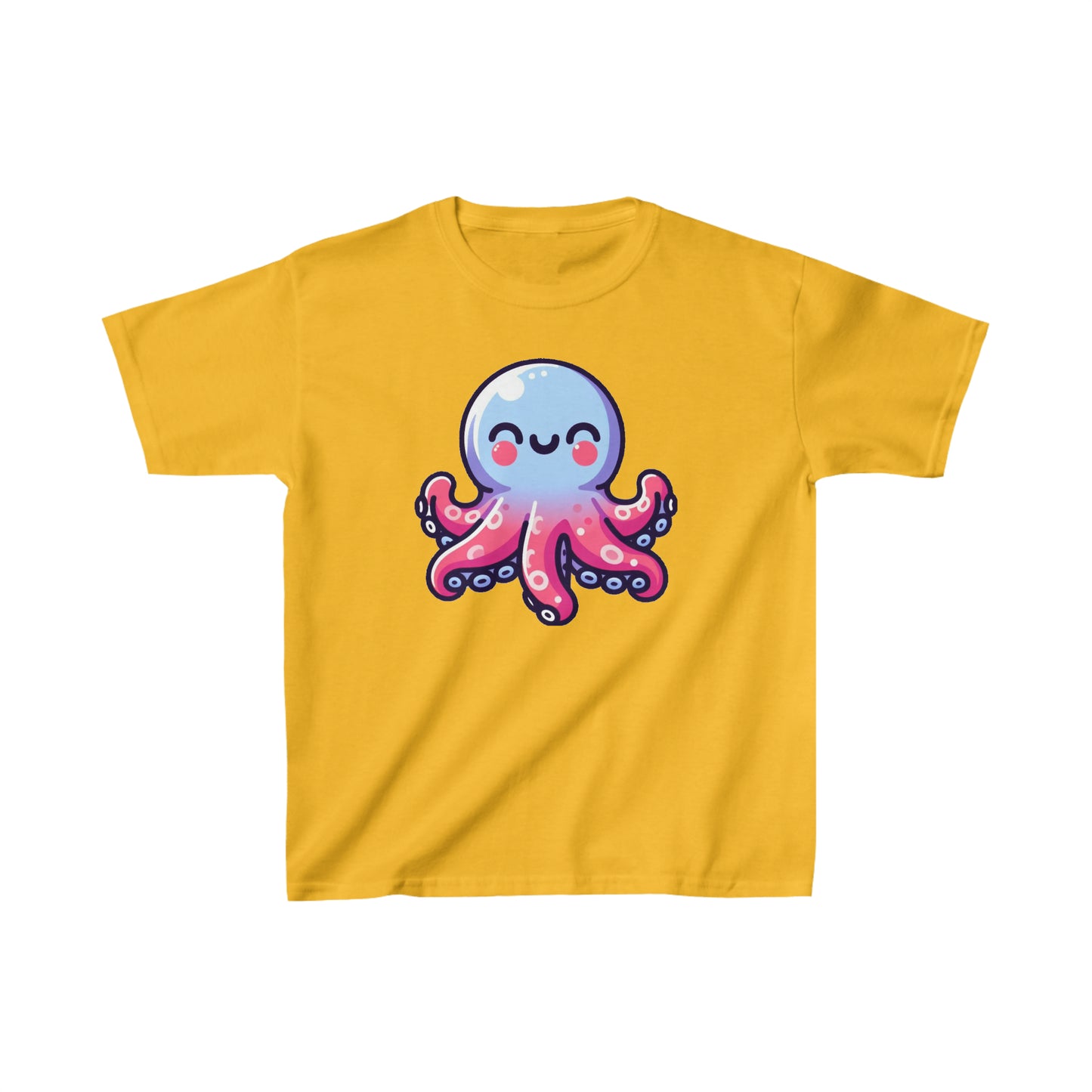 Cartoon Octopus Inky Tee - Soft 100% Cotton Kids Shirt, Daily Wear, Cute Octopus Graphic Top for Children's Gift