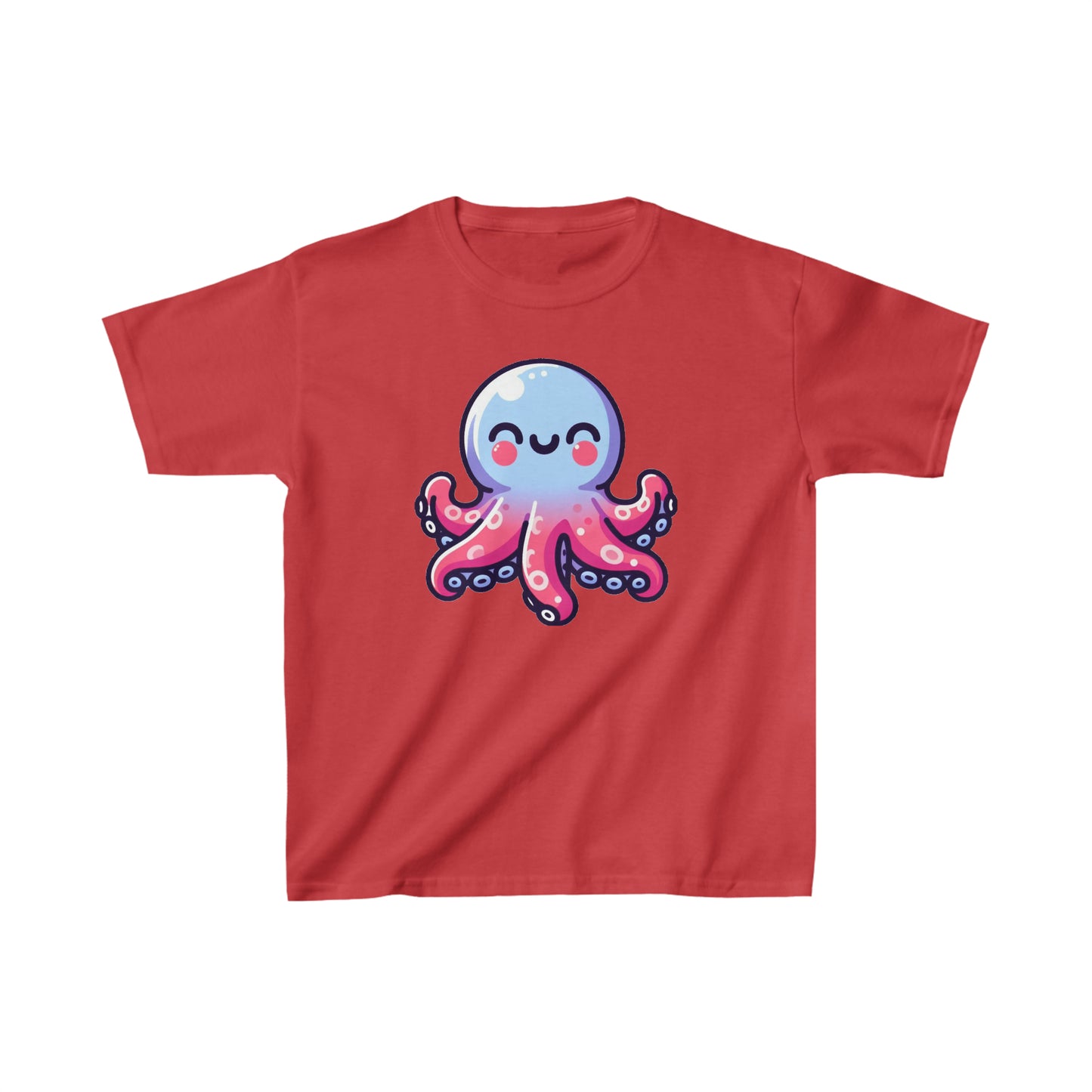 Cartoon Octopus Inky Tee - Soft 100% Cotton Kids Shirt, Daily Wear, Cute Octopus Graphic Top for Children's Gift