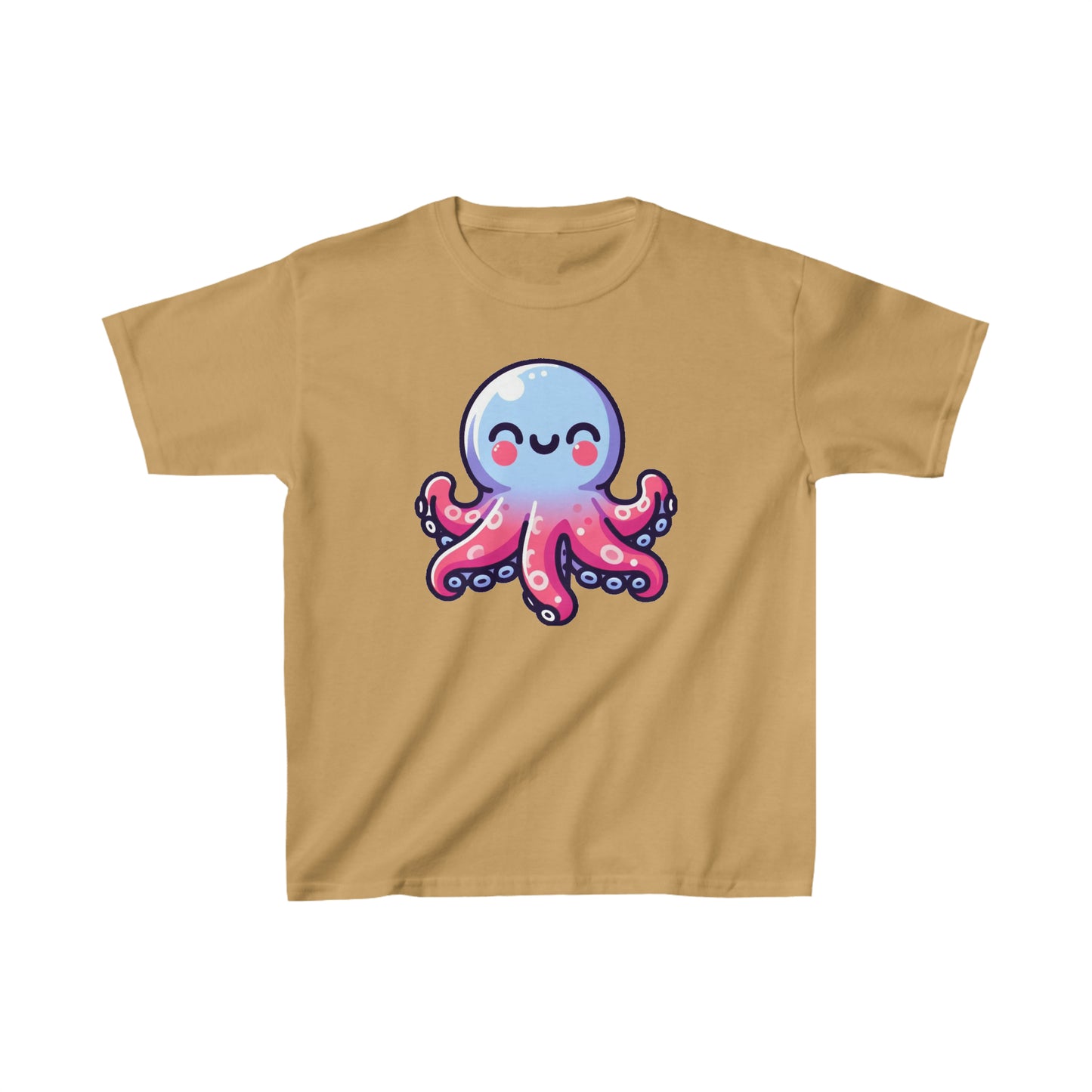 Cartoon Octopus Inky Tee - Soft 100% Cotton Kids Shirt, Daily Wear, Cute Octopus Graphic Top for Children's Gift