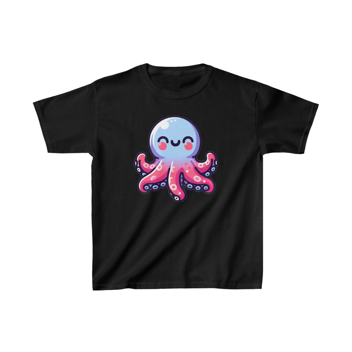 Cartoon Octopus Inky Tee - Soft 100% Cotton Kids Shirt, Daily Wear, Cute Octopus Graphic Top for Children's Gift