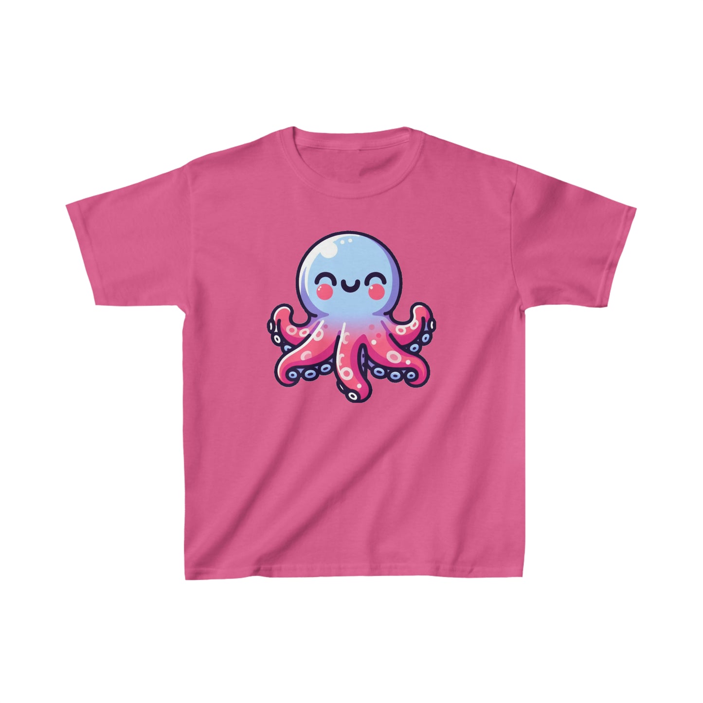 Cartoon Octopus Inky Tee - Soft 100% Cotton Kids Shirt, Daily Wear, Cute Octopus Graphic Top for Children's Gift