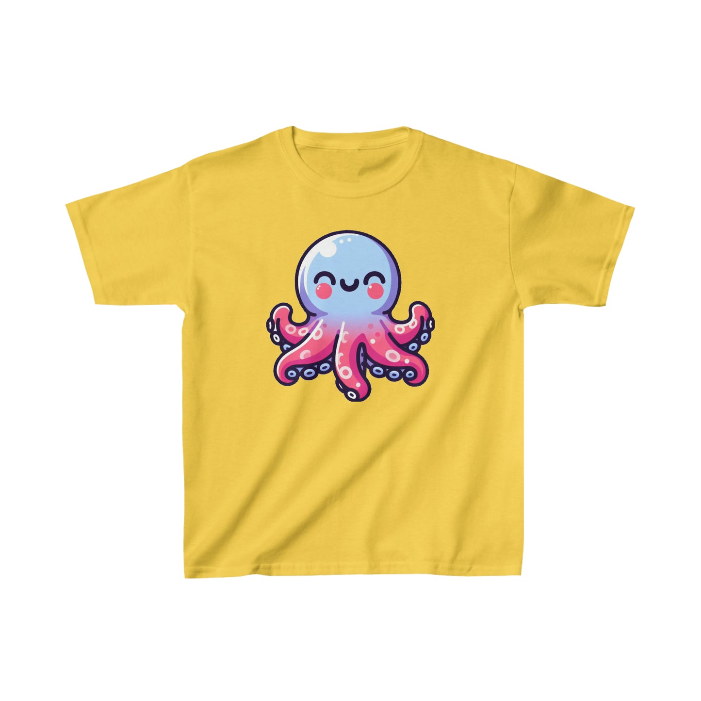 Cartoon Octopus Inky Tee - Soft 100% Cotton Kids Shirt, Daily Wear, Cute Octopus Graphic Top for Children's Gift