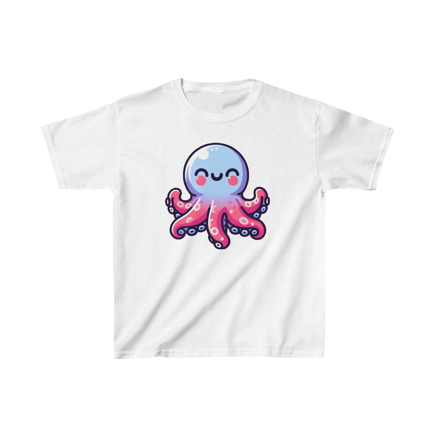 Cartoon Octopus Inky Tee - Soft 100% Cotton Kids Shirt, Daily Wear, Cute Octopus Graphic Top for Children's Gift