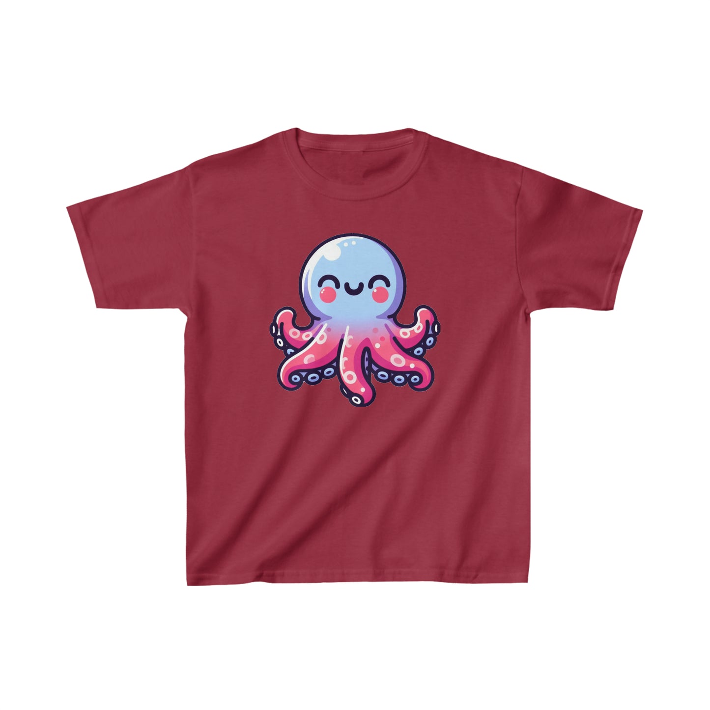 Cartoon Octopus Inky Tee - Soft 100% Cotton Kids Shirt, Daily Wear, Cute Octopus Graphic Top for Children's Gift