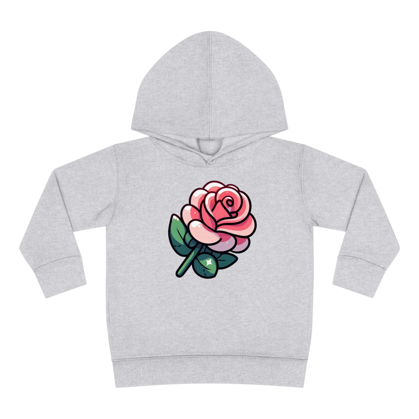 Kids' Cartoon Rose Print Hoodie, Comfortable Cotton & Polyester, Stylish Playtime Apparel, Ideal Gift for Toddlers