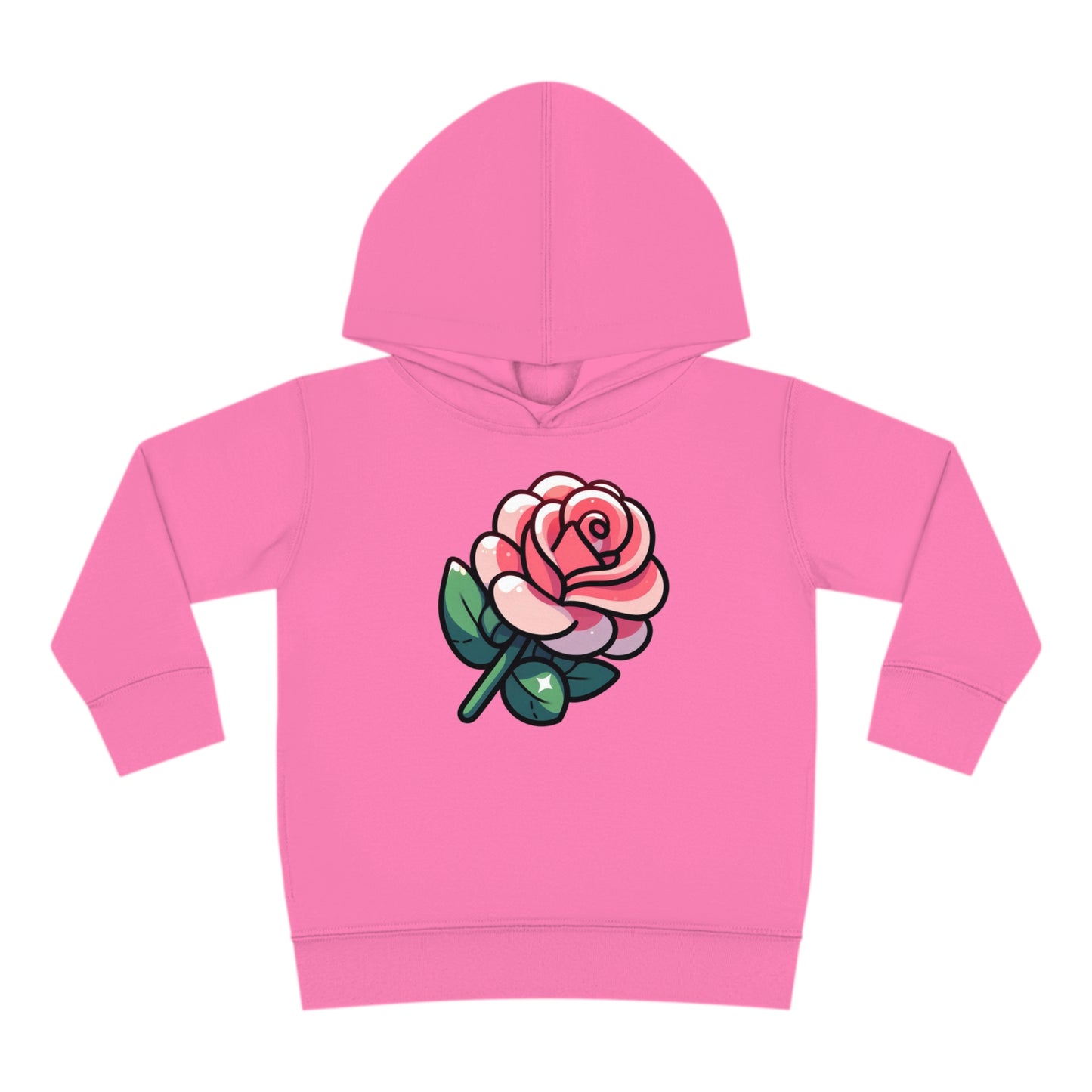 Kids' Cartoon Rose Print Hoodie, Comfortable Cotton & Polyester, Stylish Playtime Apparel, Ideal Gift for Toddlers