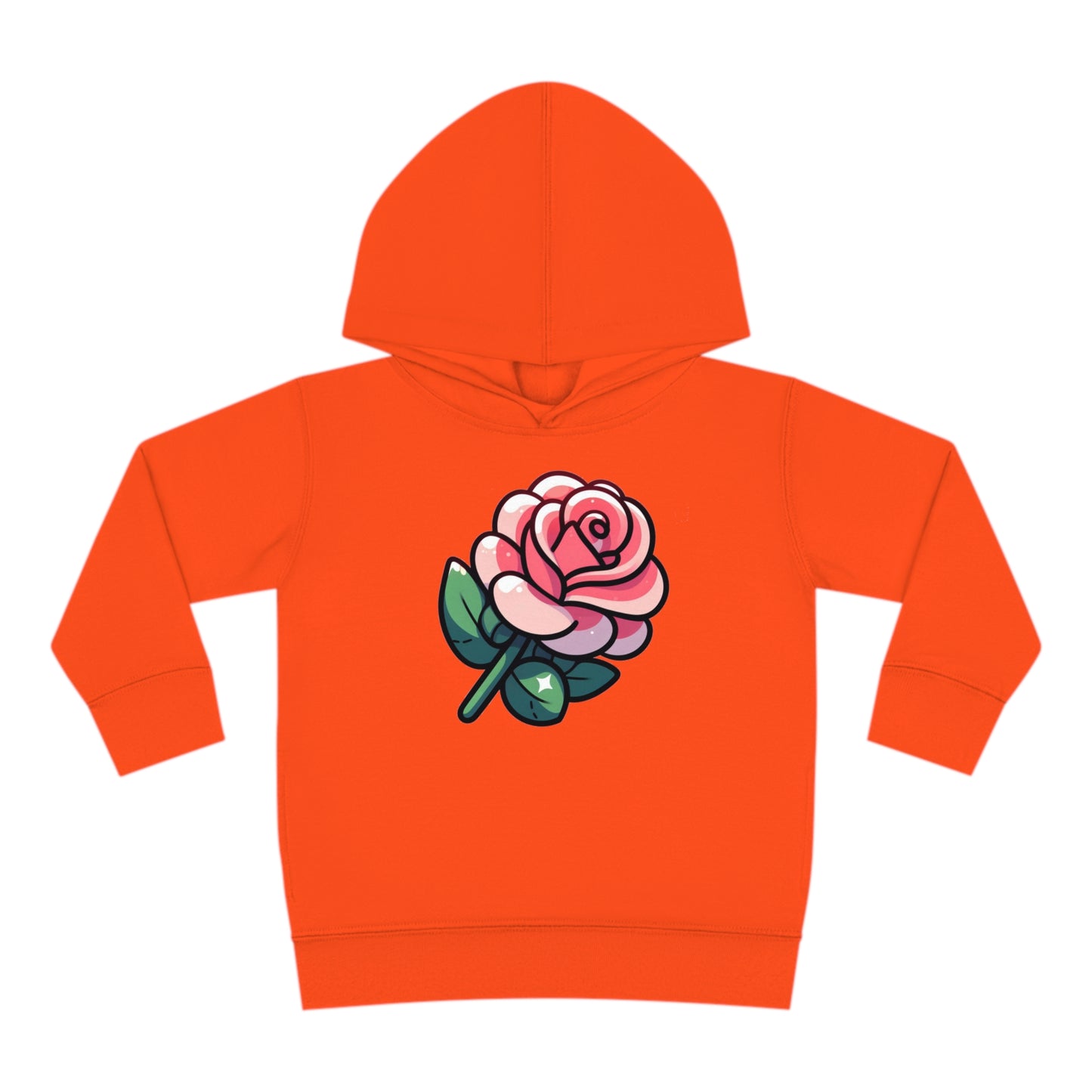 Kids' Cartoon Rose Print Hoodie, Comfortable Cotton & Polyester, Stylish Playtime Apparel, Ideal Gift for Toddlers