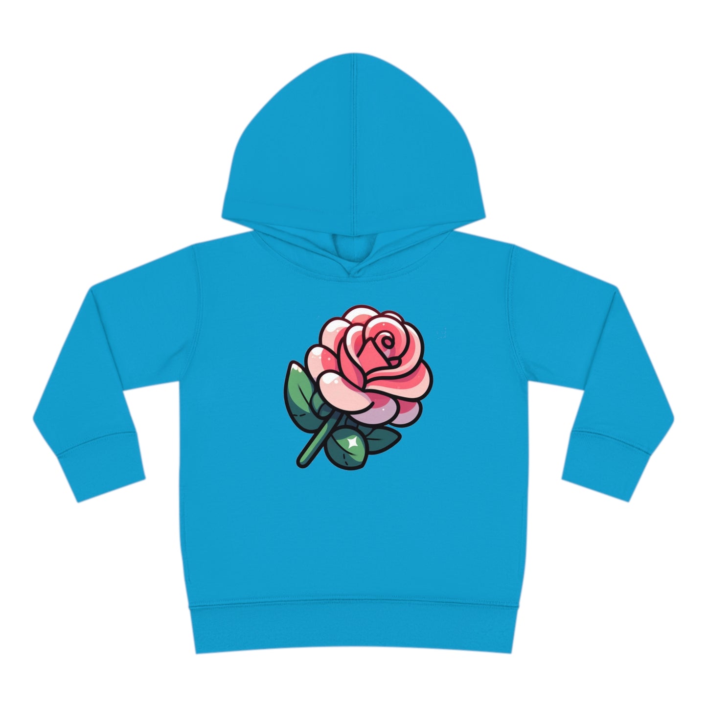 Kids' Cartoon Rose Print Hoodie, Comfortable Cotton & Polyester, Stylish Playtime Apparel, Ideal Gift for Toddlers