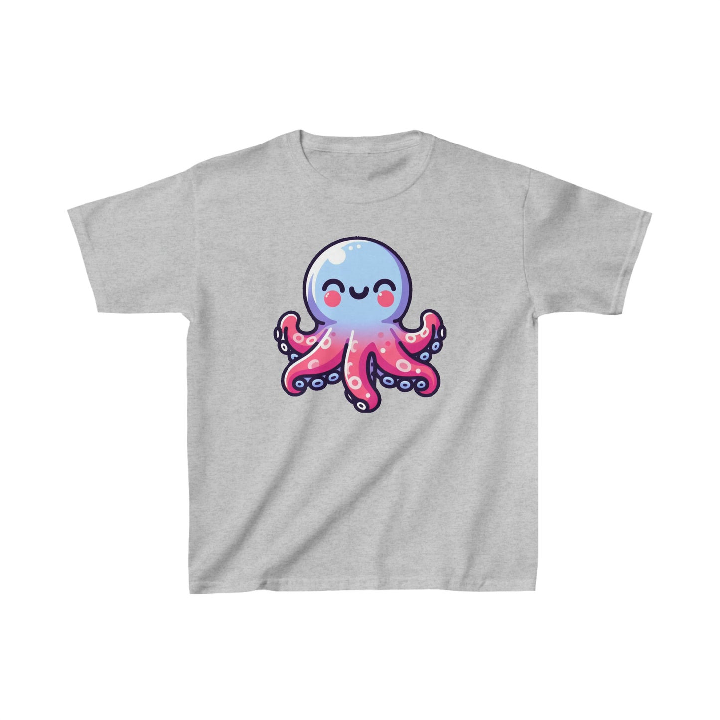 Cartoon Octopus Inky Tee - Soft 100% Cotton Kids Shirt, Daily Wear, Cute Octopus Graphic Top for Children's Gift