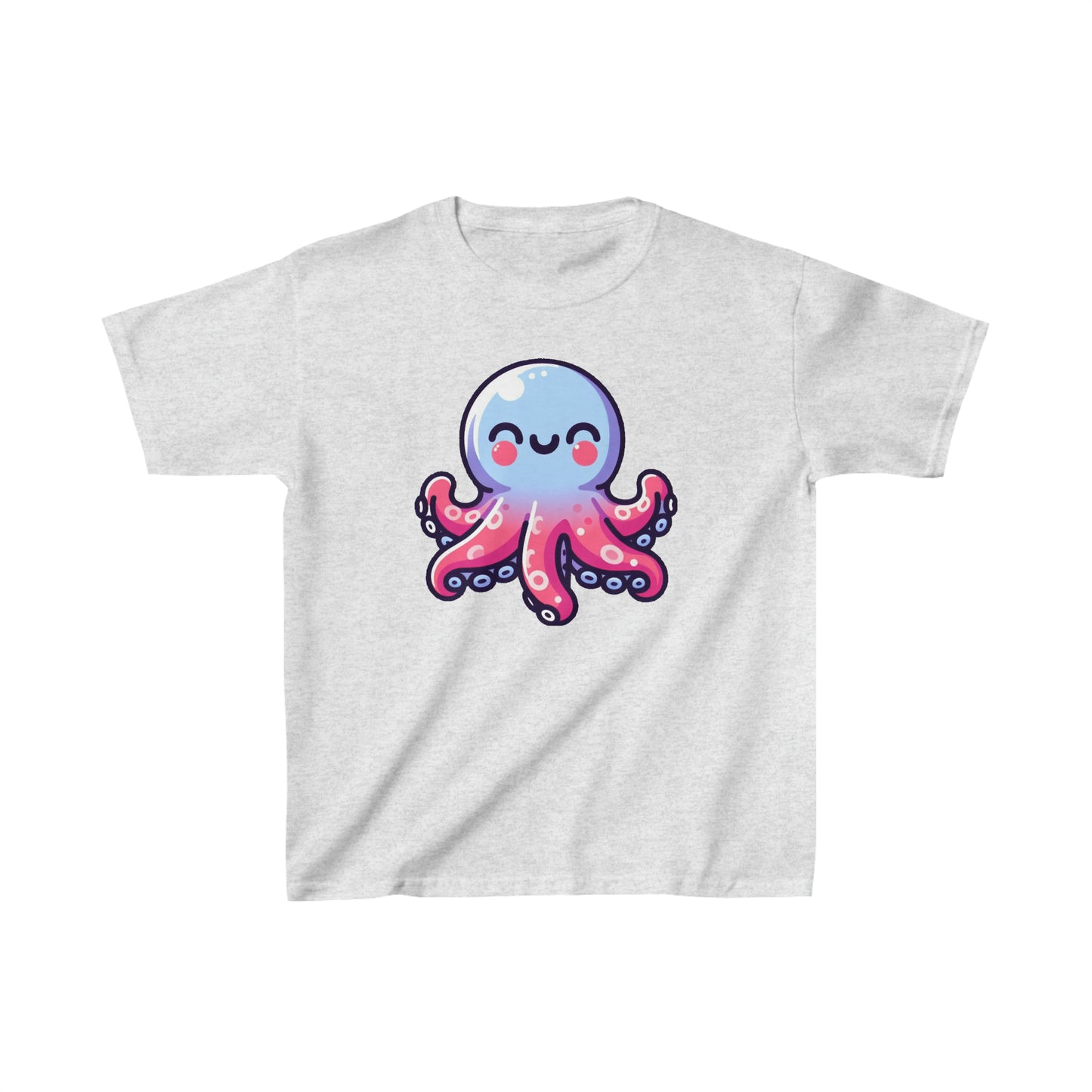 Cartoon Octopus Inky Tee - Soft 100% Cotton Kids Shirt, Daily Wear, Cute Octopus Graphic Top for Children's Gift