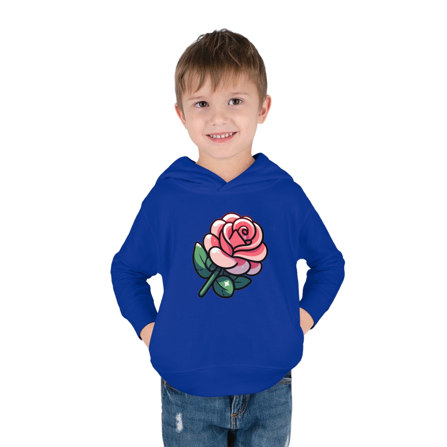 Kids' Cartoon Rose Print Hoodie, Comfortable Cotton & Polyester, Stylish Playtime Apparel, Ideal Gift for Toddlers