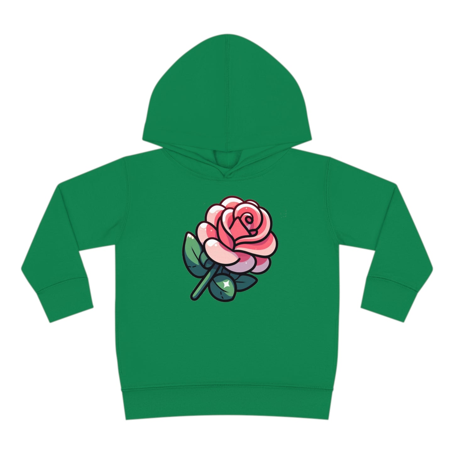 Kids' Cartoon Rose Print Hoodie, Comfortable Cotton & Polyester, Stylish Playtime Apparel, Ideal Gift for Toddlers