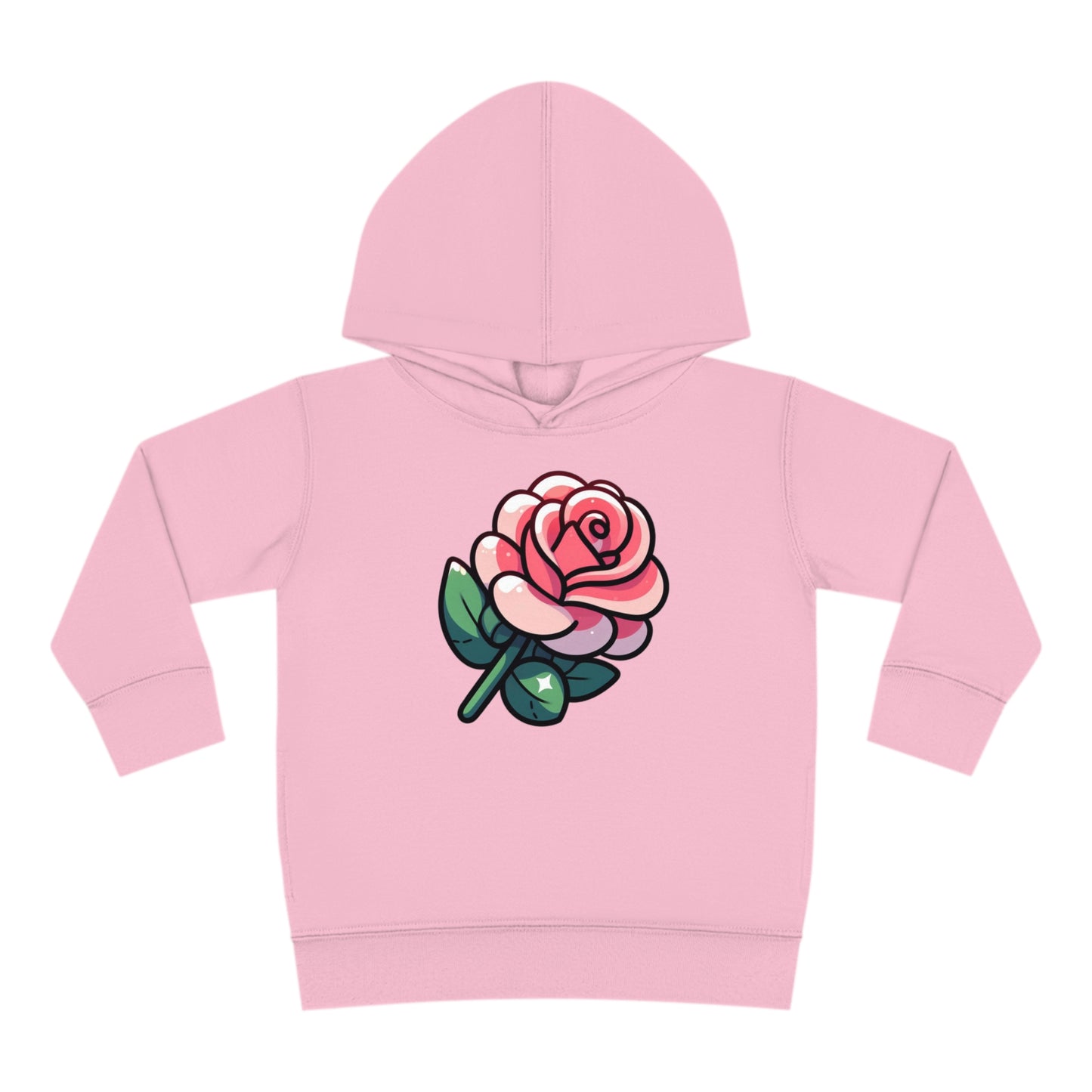 Kids' Cartoon Rose Print Hoodie, Comfortable Cotton & Polyester, Stylish Playtime Apparel, Ideal Gift for Toddlers