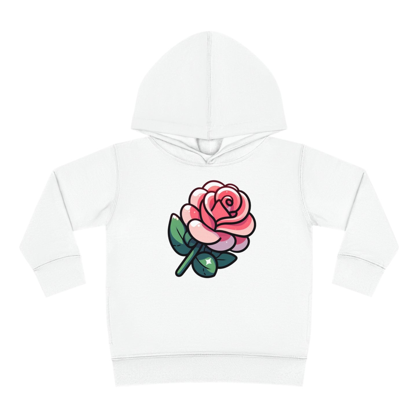 Kids' Cartoon Rose Print Hoodie, Comfortable Cotton & Polyester, Stylish Playtime Apparel, Ideal Gift for Toddlers